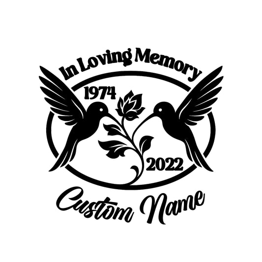 Personalized Loving Memory Hummingbird Memorial Car Decal |Years | Multiple Colors Available | Made in USA - Nostalgi Factory