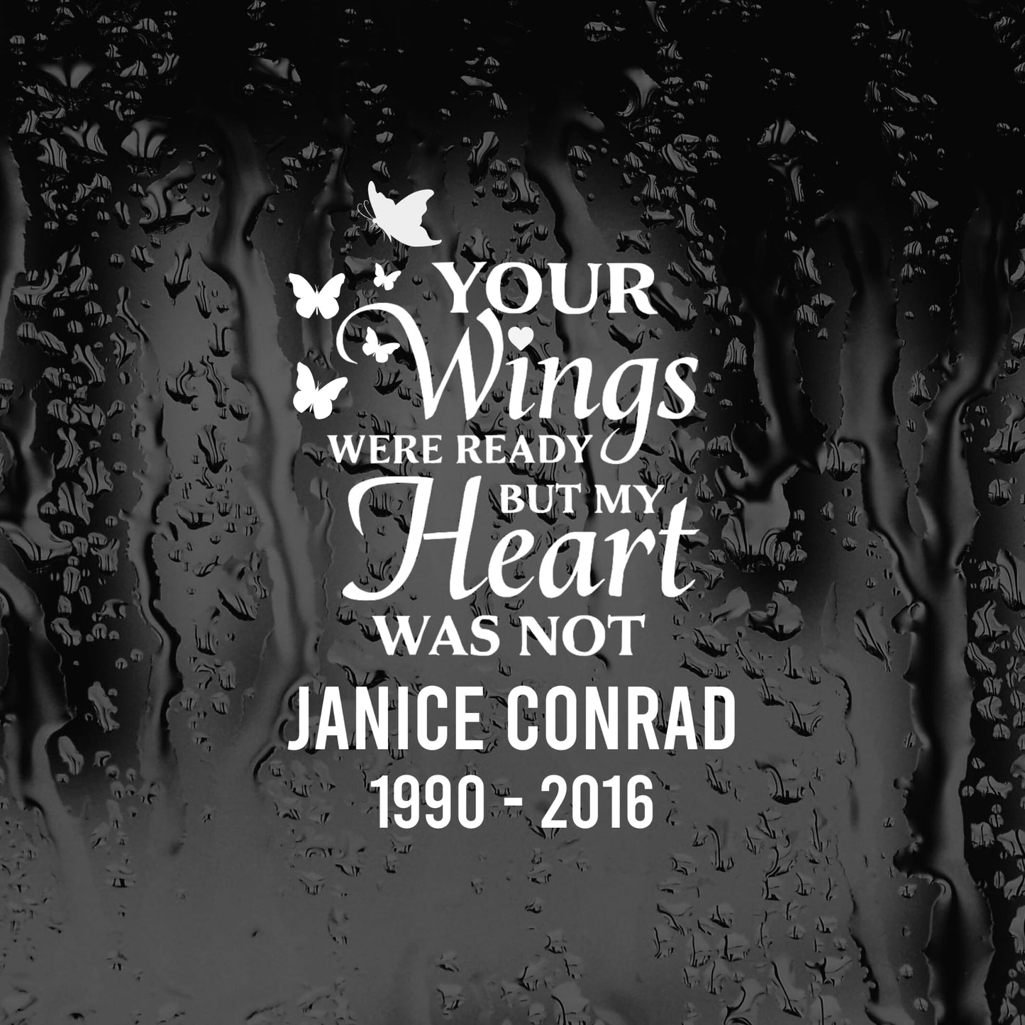 Personalized | Your Wings Were Ready But Our Hearts Were Not | Car Decal Memorial | Window Sticker with Butterflies | Custom Name and Dates | 10 Colors Available - Nostalgi Factory