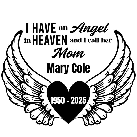 Personalized Memorial Car Decal | Angel Wings Mom Design | Multiple Colors - Nostalgi Factory
