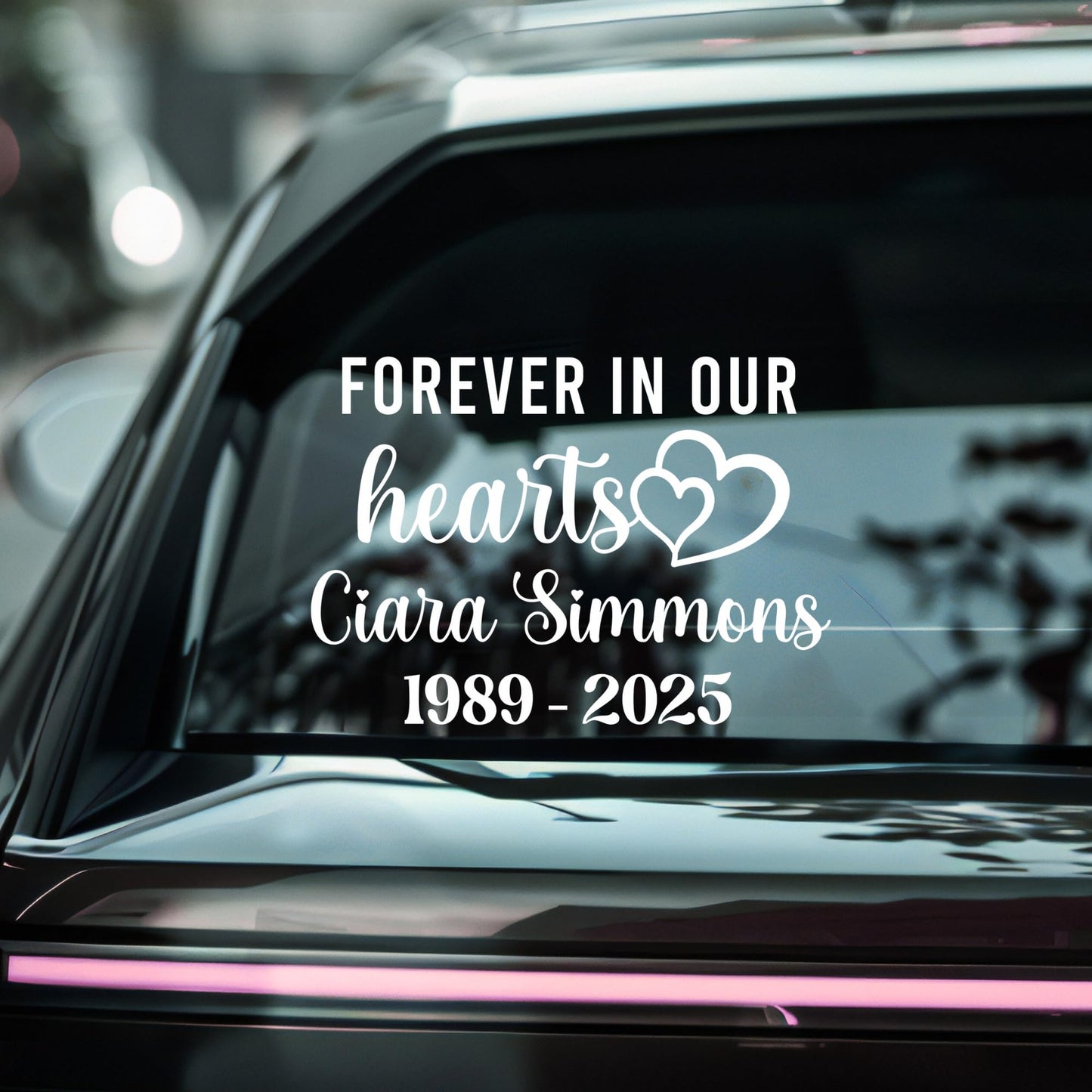 Forever in Our Hearts Memorial Car Decal – Permanent Vinyl Sticker | 5 Color Options for Tribute & Remembrance - Nostalgi Factory