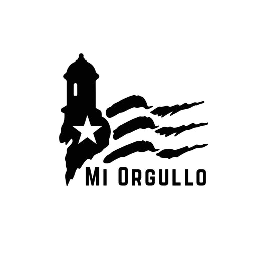 Mi Orgullo Car Decal Vinyl Sticker | Puerto Rican Flag | Garita Morro Car Window Sticker | Permanent Adhesive | Available in 5 Colors | Puerto Rico - Nostalgi Factory