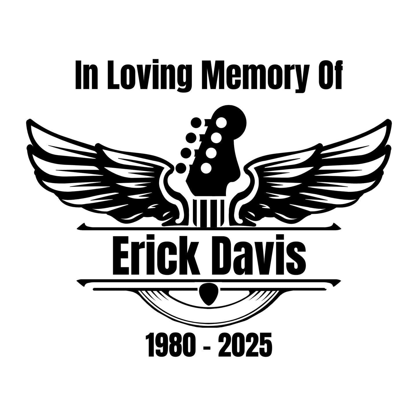 Personalized Memorial Guitar Wings Vinyl Decal | Loving Memory Car Sticker | Available in 5 Colors - Nostalgi Factory
