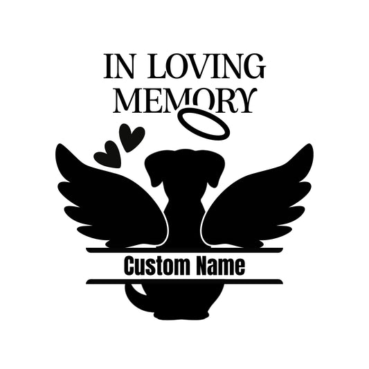Customizable Loving Memory Pet Memorial Car Decal | Dog Angel Wings Vinyl Sticker | Available in 9 Colors - Nostalgi Factory