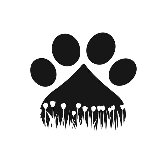 Pet Paw Print with Tulips Car Decal Vinyl Sticker | Available in 9 Colors - Nostalgi Factory