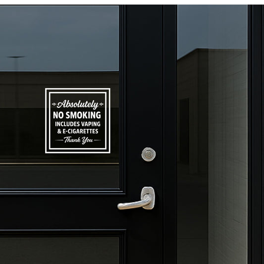 No Smoking for Business | Includes Vaping and E-Cigarettes Notice Vinyl Decal | Multiple Colors Available | Made in USA - Nostalgi Factory