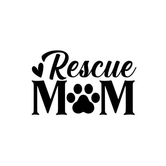 Pet Rescue Mom Car Decal | Vinyl Pet Sticker with Paw Print | Multiple Colors Available | Handcrafted in USA - Nostalgi Factory