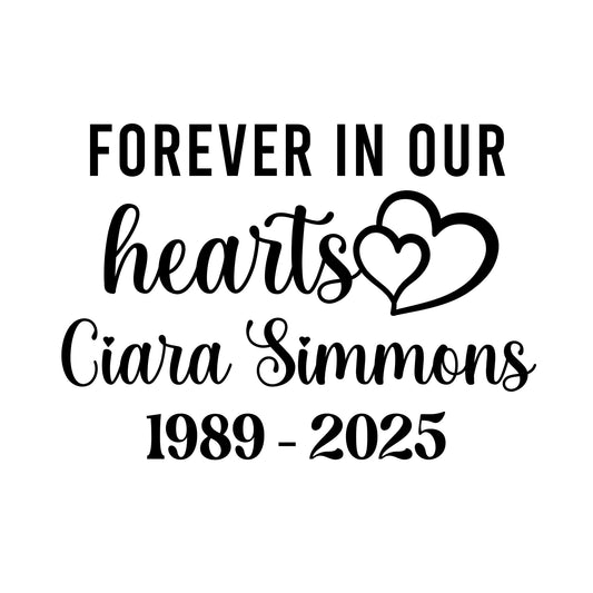 Forever in Our Hearts Memorial Car Decal – Permanent Vinyl Sticker | 5 Color Options for Tribute & Remembrance - Nostalgi Factory
