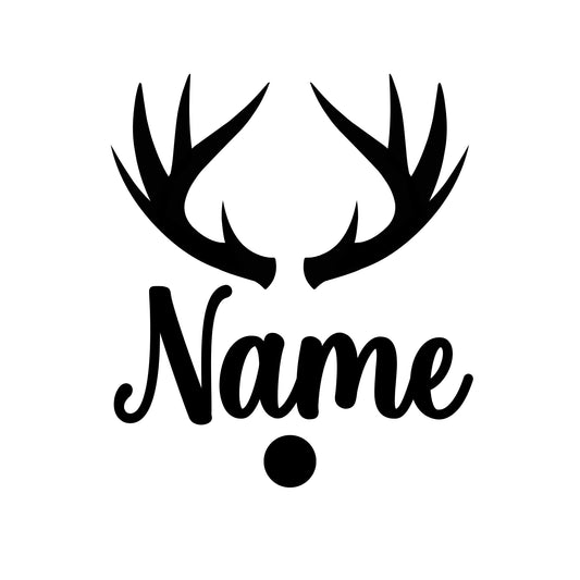Personalized Name Decal with Antler Design | Custom Car and Christmas Ornament Sticker | Multiple Colors Available - Nostalgi Factory