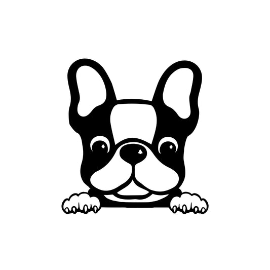 French Bulldog Vinyl Decal Car Sticker | Multiple Colors Available | Cute Peeking Dog Design - Nostalgi Factory