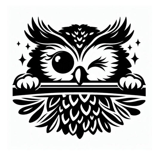 Owl Wink Vinyl Decal | 5 Color Options | Car Window Sticker | Application Instructions Included - Nostalgi Factory