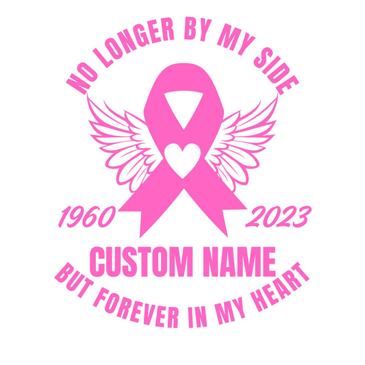Custom Memorial | Breast Cancer Pink Ribbon | Car Decal | Wings Design | Personalized In Memory Vinyl Sticker - Nostalgi Factory