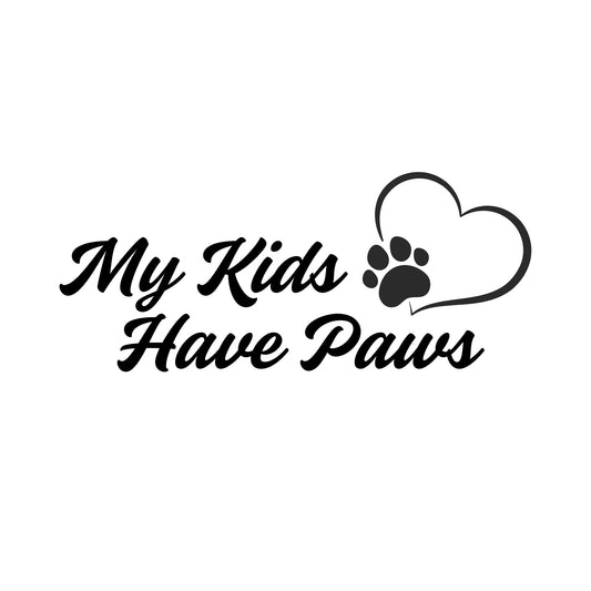 My Kids Have Paws Car Decal Sticker | Pet Lover Design with Heart and Paw Print | Available in 9 Colors - Nostalgi Factory