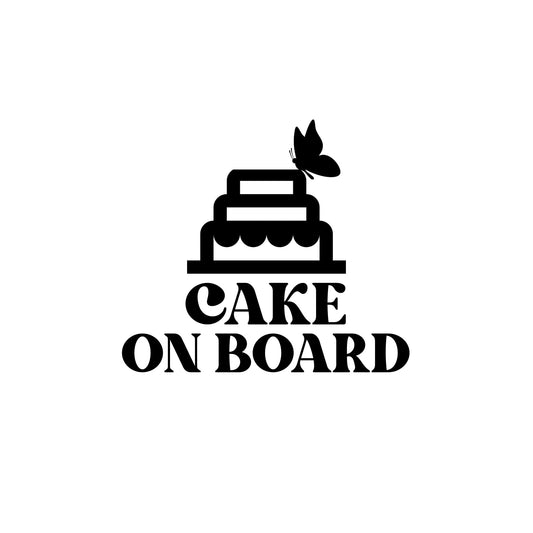 Cake On Board Car Decal | Butterfly Design | Wedding Cake | Birthday Cake On Board | Multiple Colors Available | Vinyl Window Sticker - Nostalgi Factory