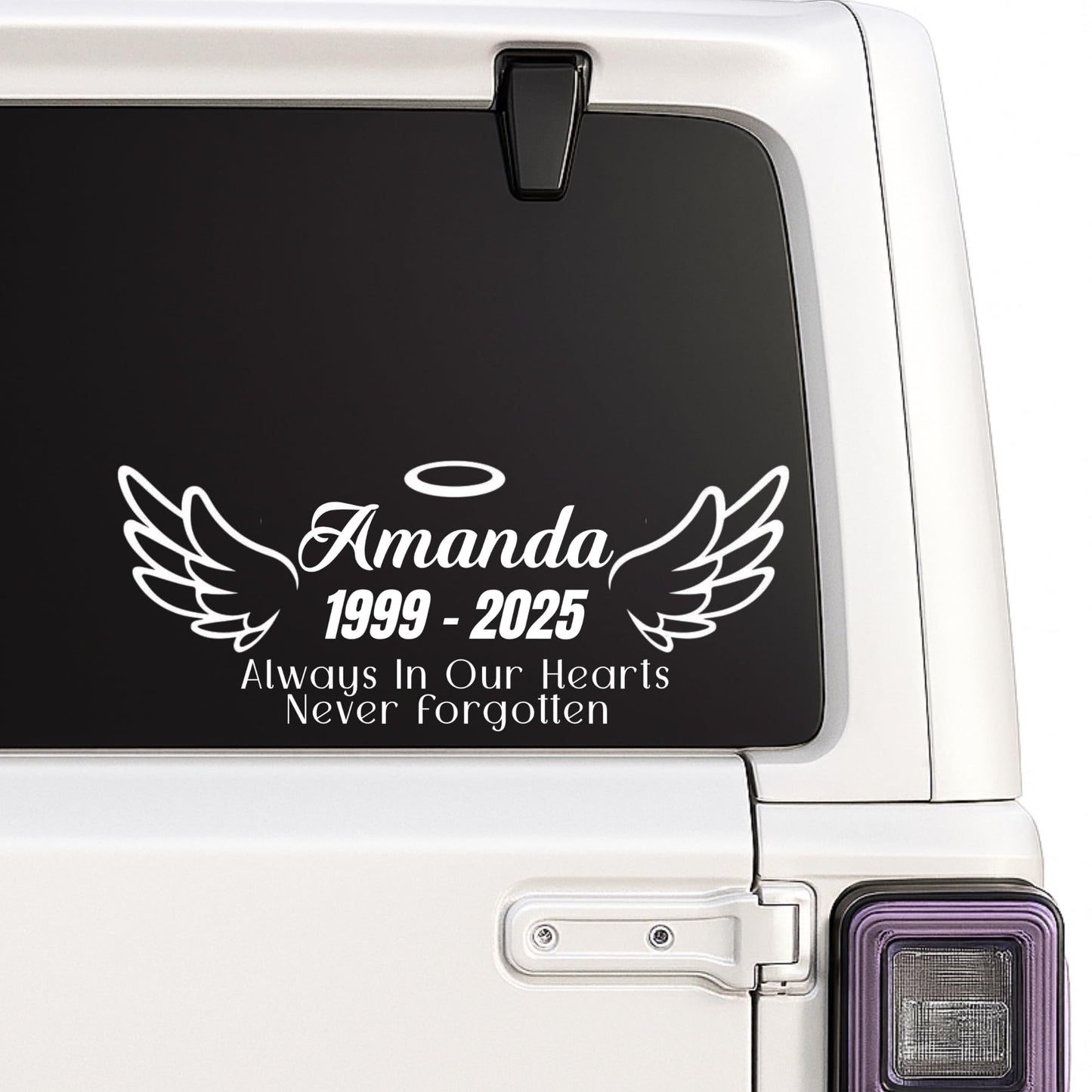 Angel Wing Name Decal | Personalized Memorial Decals for Memory Boxes | Cars | Mirrors | Vases | Lanterns | Tumblers | Water Bottles | Laptops