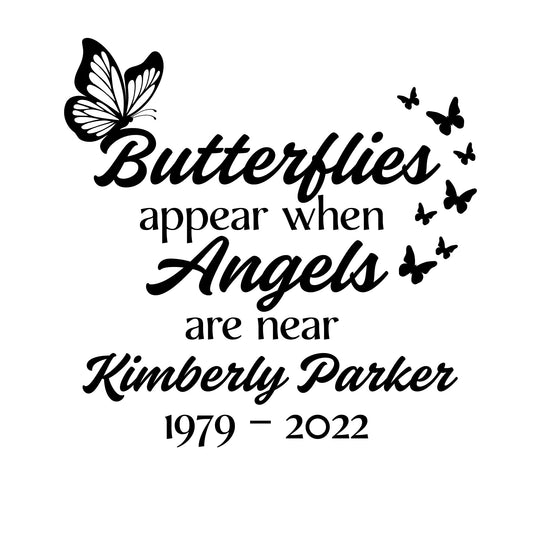 Memorial Car Decal | Butterflies and Angels Design | Permanent Vinyl Sticker | 5 Color Options | Easy Application - Nostalgi Factory