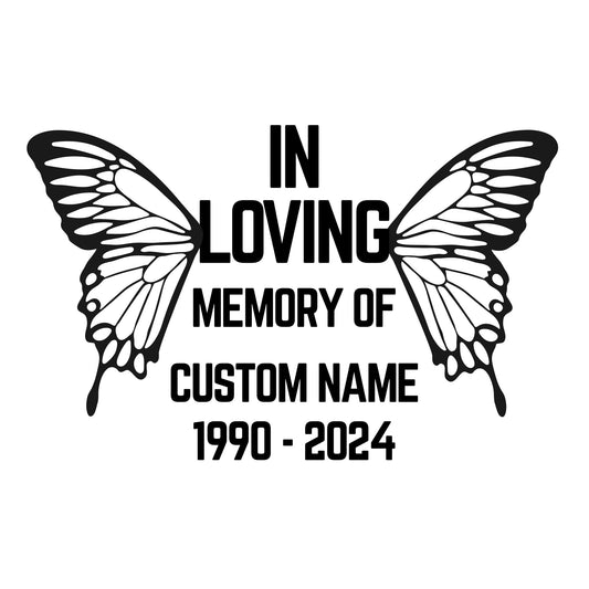 Memorial Butterfly Car Decal | Loving Memory | Customizable Vinyl Sticker | 5 Color Options - Nostalgi Factory