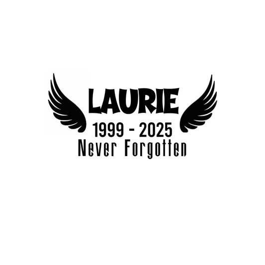 Angel Wing Name Decal | Personalized Memorial Decals for Memory Boxes | Cars | Mirrors | Vases | Lanterns | Tumblers | Water Bottles | Laptops | Design 2