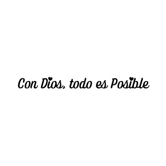 Con Dios Todo es Posible | Spanish Quote | Vinyl Car Rearview Mirror Decal | Religious Inspirational Sticker | Various Colors Available - Nostalgi Factory