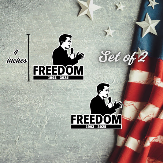 Set of 2 Freedom Vinyl Decal Sticker | Die Cut Weatherproof | Kirk Memorial Patriotism USA - Nostalgi Factory