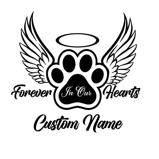 Pet Memorial Car Decal | Forever In Our Hearts Vinyl Sticker | Angel Wings | Application Instructions Included Personalized | Decal Sticker Car Window | - Nostalgi Factory
