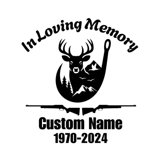 Personalized Loving Memory Deer Hunting Decal | Custom Memorial Car Window Sticker | Vinyl Decal with Rifles | Available in 5 Colors - Nostalgi Factory