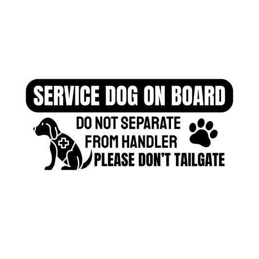 Service Dog On Board Car Decal | Vinyl Warning Sticker | Do Not Separate From Handler | Please Don't Tailgate | Multiple Colors Available | Pet On Board - Nostalgi Factory
