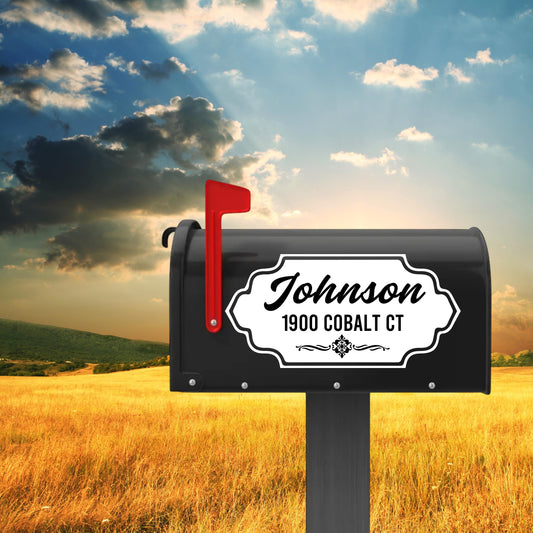 Set of 2 Custom Mailbox Decal with Elegant Frame Design | Personalized Address Vinyl Sticker | Available in 5 Colors | Permanent Outdoor Grade - Nostalgi Factory