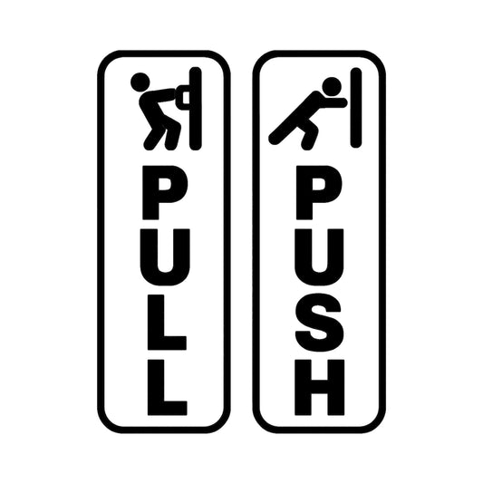Pull Push Door Signs with Vinyl Decals, Black Frame, Multiple Colors Available - Nostalgi Factory