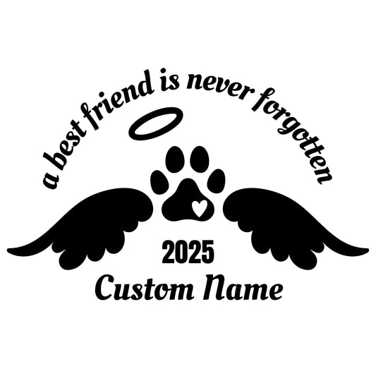 Personalized Pet Memorial Car Decal with Custom Name | Paw Print Design | Available in 10 Colors - Nostalgi Factory