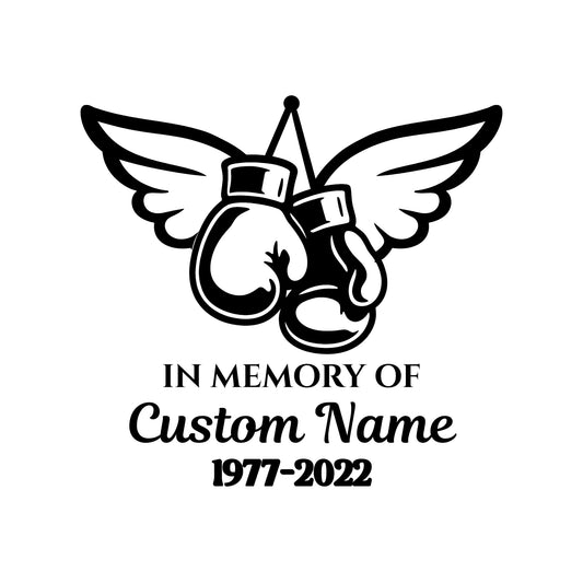 Memorial Boxing Gloves Car Decal | Custom In Memory Vinyl Sticker | Available in 5 Colors - Nostalgi Factory
