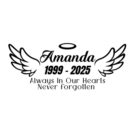 Angel Wing Name Decal | Personalized Memorial Decals for Memory Boxes | Cars | Mirrors | Vases | Lanterns | Tumblers | Water Bottles | Laptops