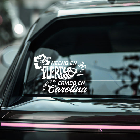 Puerto Rico Pride Car Decal | Hecho en Puerto Rico Design | Permanent Vinyl Sticker | Multiple Colors Available - Nostalgi Factory
