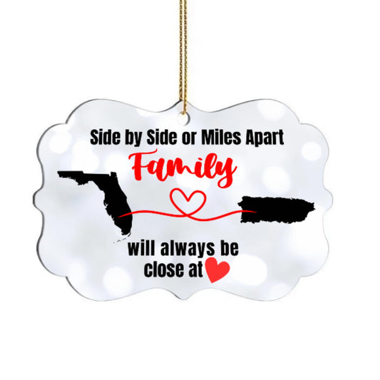 Personalized Christmas Ornament for Distant Friends and Family | Custom Ornament for Those Miles Apart | Close at Heart | Any Two States | Sentimental Gift - Nostalgi Factory