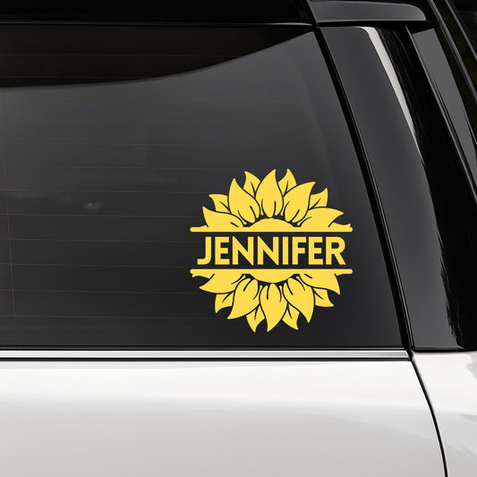 Personalized Sunflower Car Decal with Name | Tumbler | Car Window | Laptop | Mug | Permanent Vinyl | Multiple Colors Available - Nostalgi Factory
