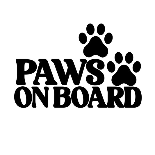 Paws On Board Car Decal | Vinyl Pet Sticker | Multiple Colors Available | Dog Cat Vehicle Window Decoration - Nostalgi Factory