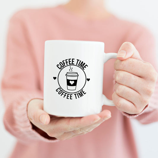 Coffee Time Mug Vinyl Decal | Laptop | Wall | Sign or Notebook Decal | Multiple Color Options and Sizes - Nostalgi Factory
