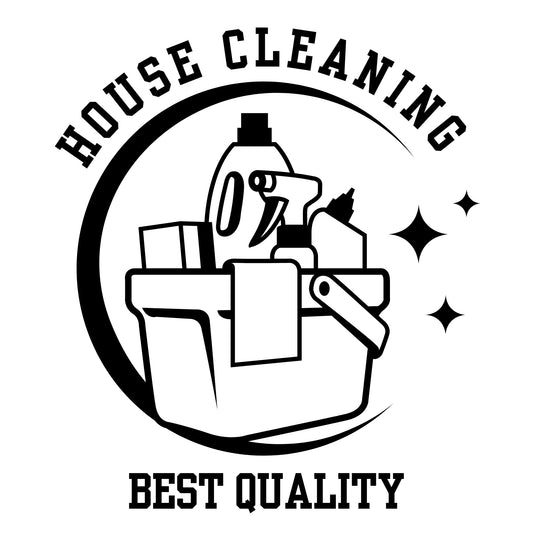 House Cleaning Logo | Vinyl Decal | Permanent | 5 Colors Available | Car Vehicle | Window Sticker | - Nostalgi Factory
