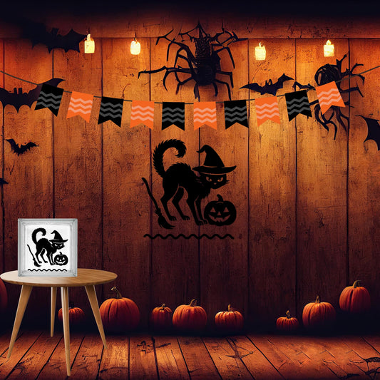 Set of 2 Vintage Halloween Black Cat Vinyl Decal | Die-Cut Design | Premium Quality | Made in USA - Nostalgi Factory