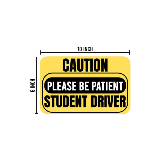 Non-Magnetic Caution Student Driver Stickers | Waterproof Removable Vinyl Decals for Cars & Windows | Made in USA (10x6 inches, 2-Pack) - Nostalgi Factory