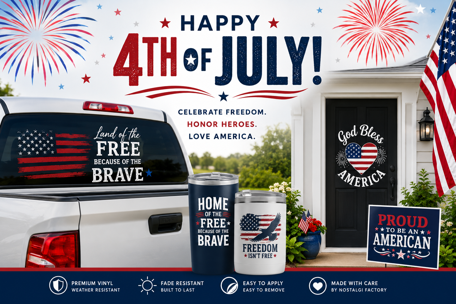 Celebrate Independence Day with Custom 4th of July Vinyl Decals - Nostalgi Factory