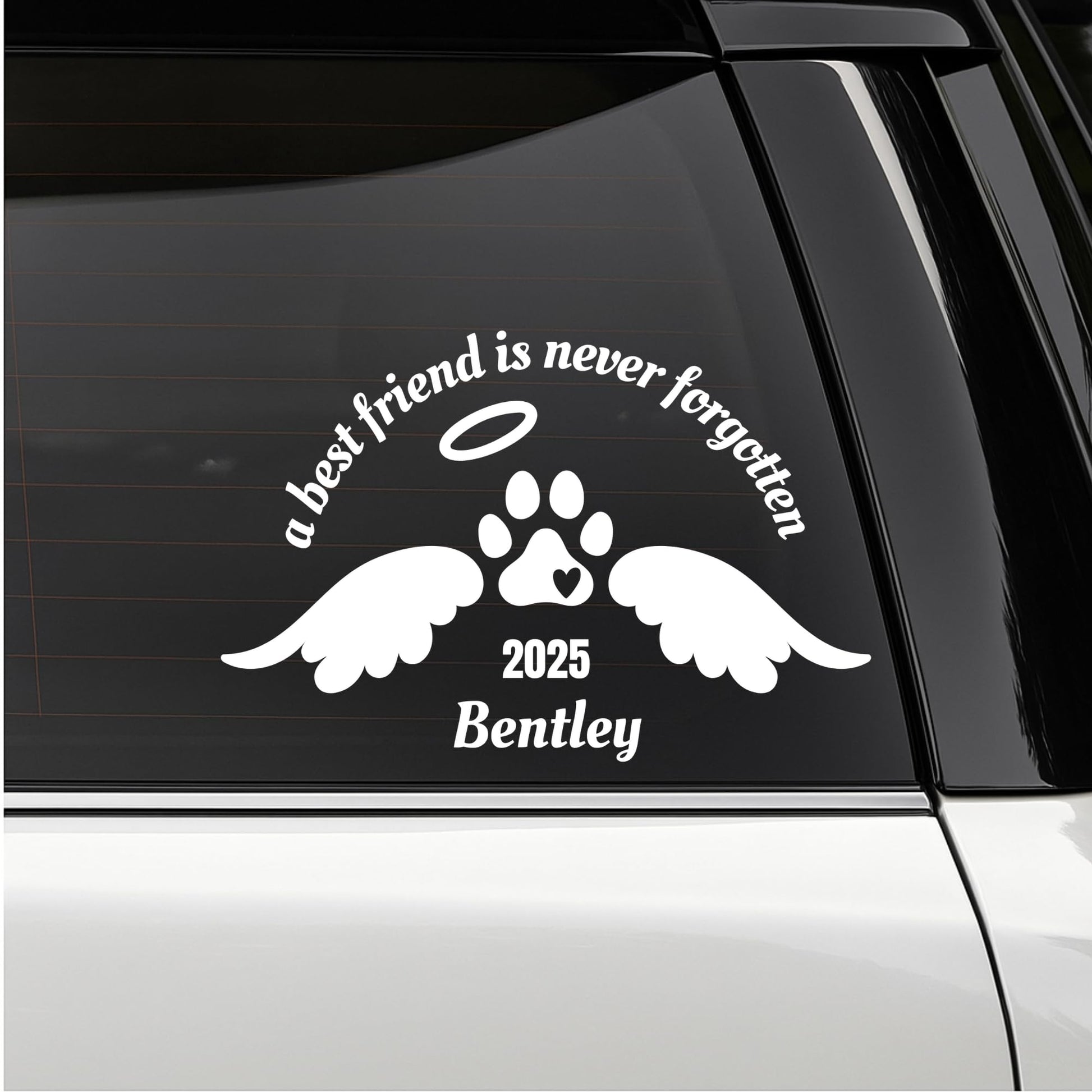 Personalized Pet Memorial Car Decal with Custom Name | Paw Print Design | Available in 10 Colors - Nostalgi Factory