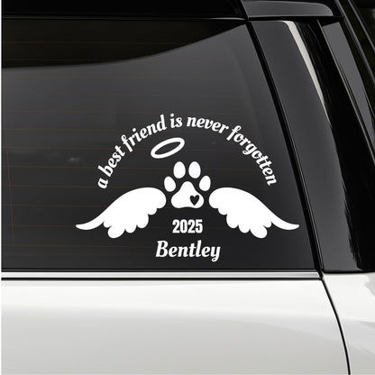 Personalized Pet Memorial Car Decal with Custom Name | Paw Print Design | Available in 10 Colors - Nostalgi Factory