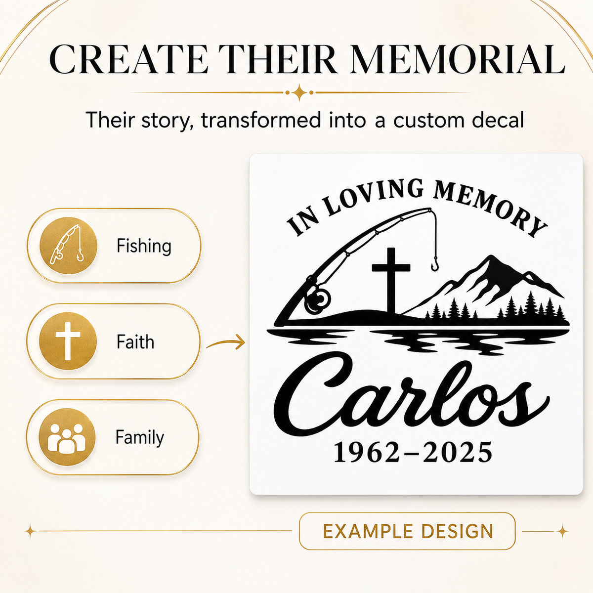 Create Their Memorial -  Custom Vinyl Decal Designed From Their Story