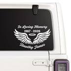 Loving Memory Angel Wings Car Decal | Customizable Memorial Vinyl Sticker Generic