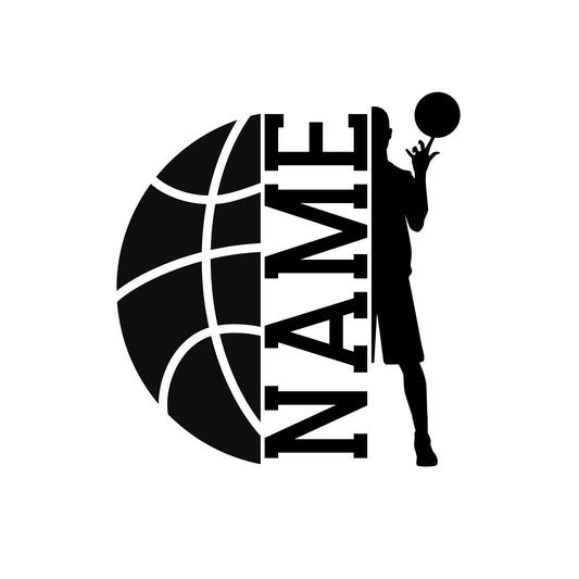Custom Name Basketball Vinyl Decal | Car Window Permanent Adhesive | 5 Colors Available | Weather Resistant - Nostalgi Factory