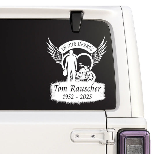 Motorcycle Memorial Decal - Custom Name & Dates Vinyl Sticker Nostalgi Factory