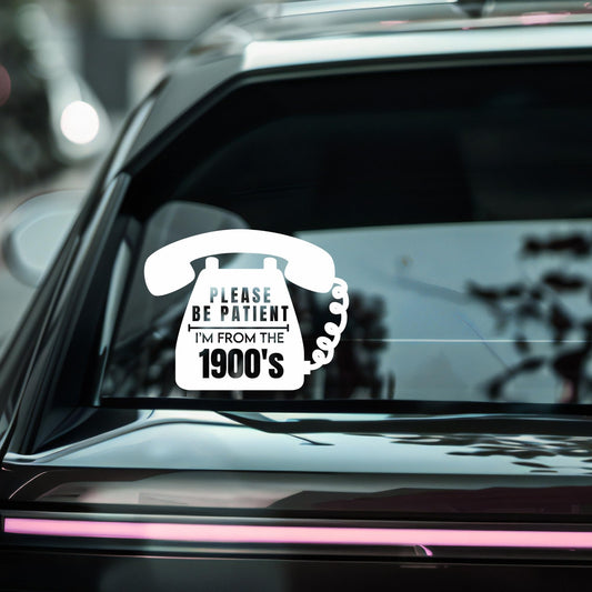 Vintage Rotary Phone Vinyl Decal | Please Be Patient I'm From The 1900's | Permanent Adhesive Sticker | Multiple Colors Available - Nostalgi Factory