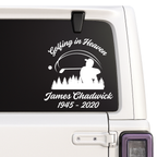 Golfing in Heaven Memorial Decal | Custom Name & Date Vinyl Sticker for Golfers | 5 Colors Nostalgi Factory