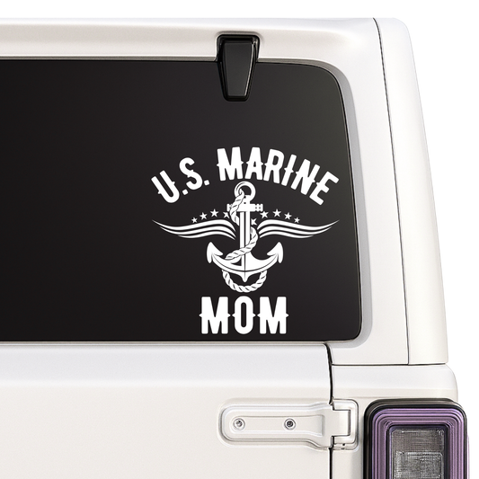 U.S. Marine Mom Car Decal | Military Anchor Design | Vinyl Sticker | 5 Colors