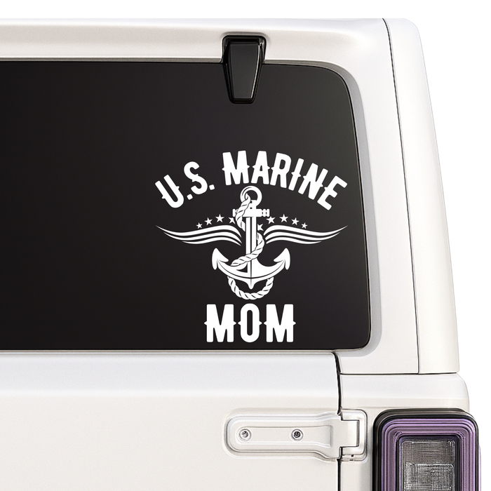 U.S. Marine Mom Car Decal | Military Anchor Design | Vinyl Sticker | 5 Colors Nostalgi Factory